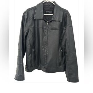 Guess Men's Black Heavy Leather Jacket